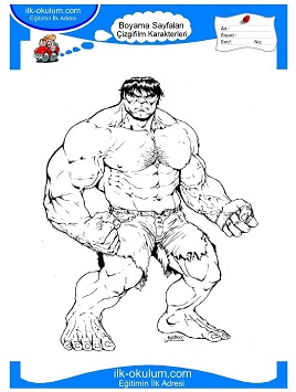 Çocuklar İçin Hulk Boyama Sayfaları 